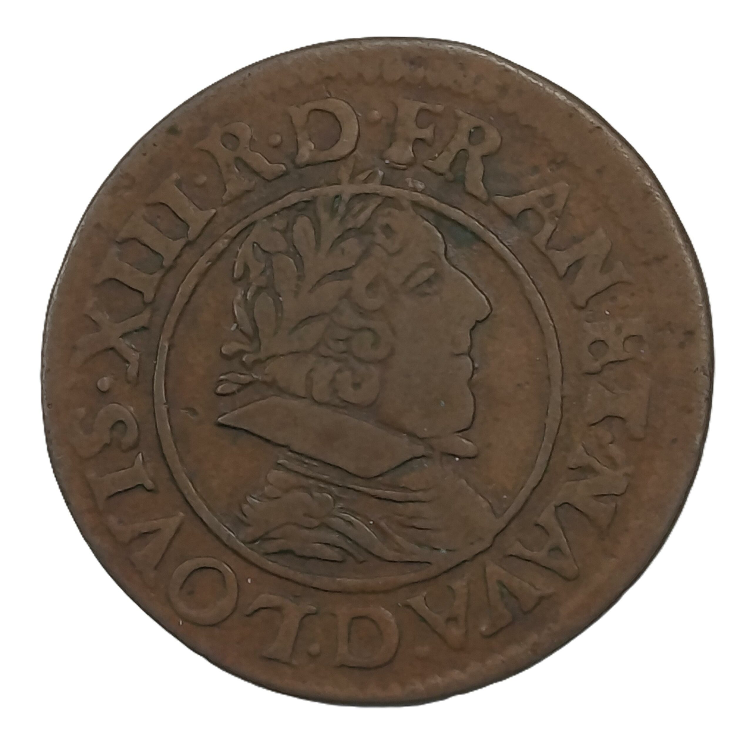 Double tournois – Louis XIII – 1629 D Lyon – 3,28 g – 22 mm – Cuivre – Type 6