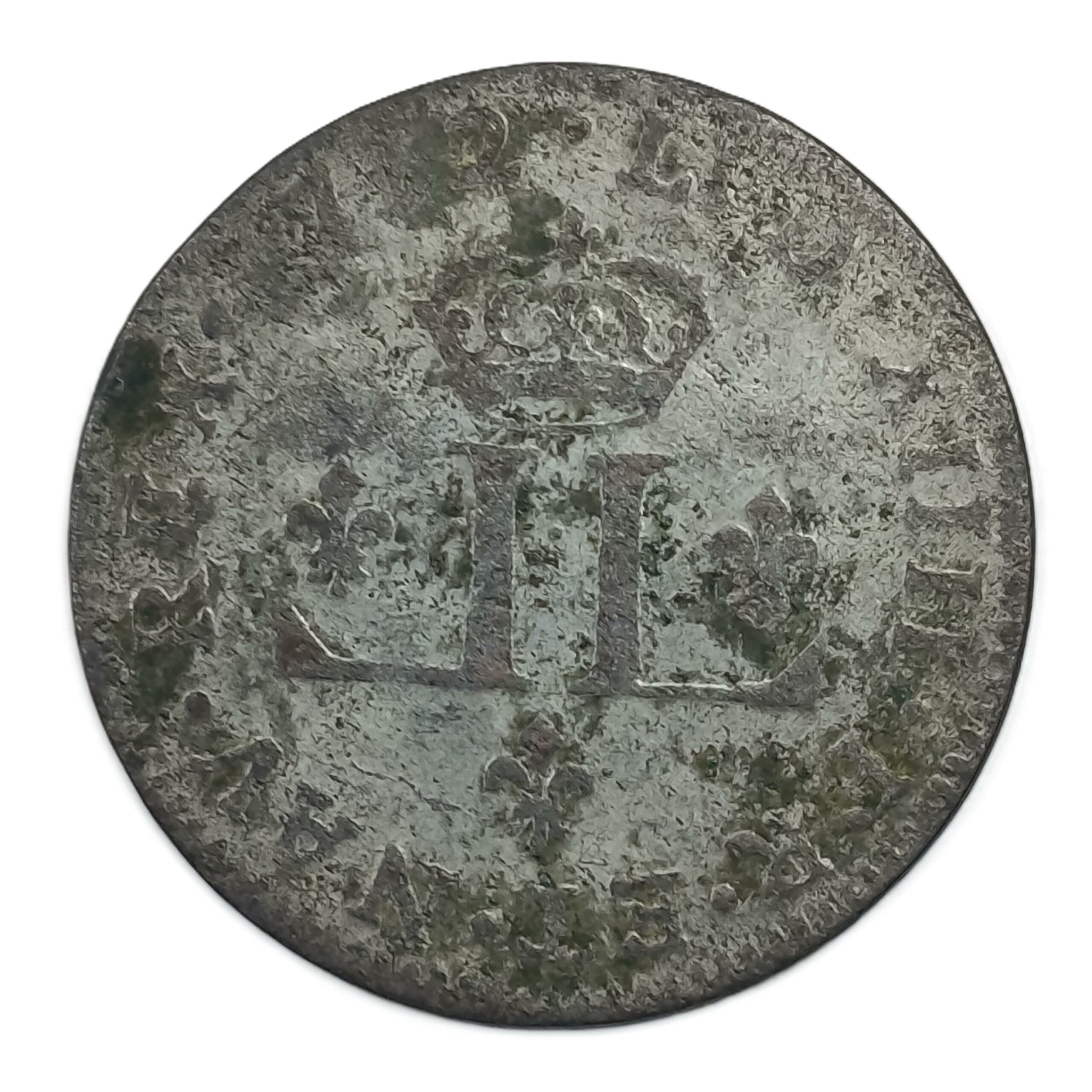 XXX deniers « Mousquetaire » – Louis XIV – 1712 D Lyon – 2,05 g – 23 mm – Billon