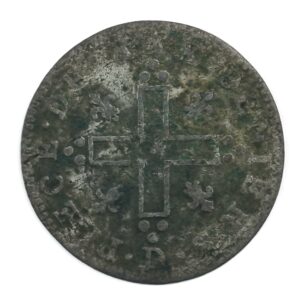 XXX deniers « Mousquetaire » – Louis XIV – 1712 D Lyon – 2,05 g – 23 mm – Billon