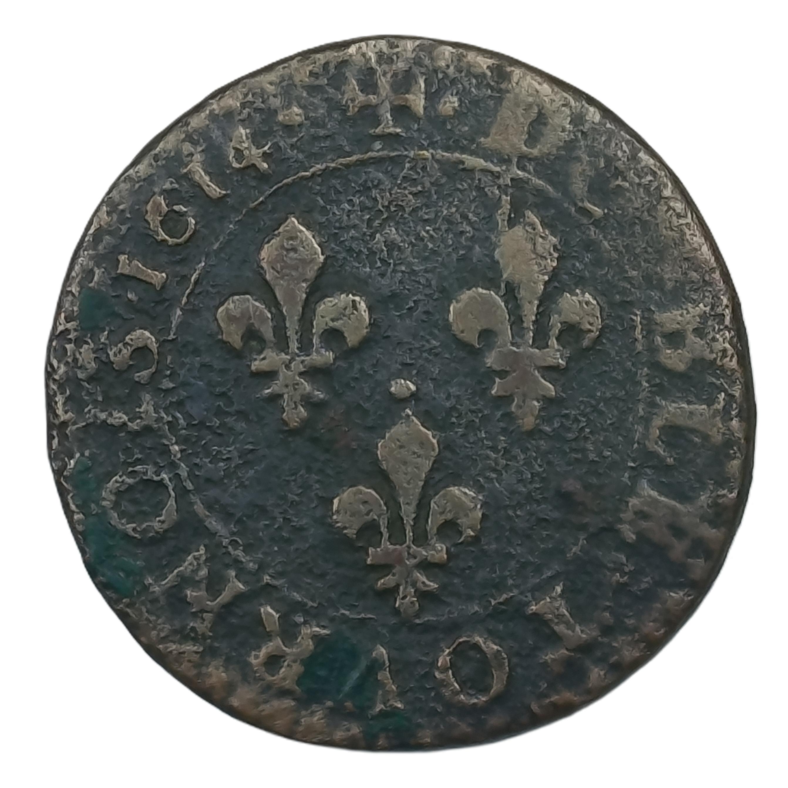 Double tournois – Louis XIII – Amiens 1614 – 2,97 g – 20 mm