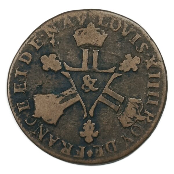 6 deniers « Dardenne » – Louis XIV – Aix 1711 – 4,56 g – 25 mm