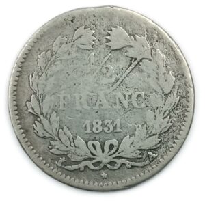 Demi-franc en argent frappé à Paris en 1831 sous Louis-Philippe Ier, Etat TB