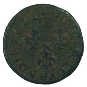 Double tournois – Marie de Bourbon-Montpensier – 1628 Trévoux – Cuivre – Principauté de Dombes – 3,32 g TTB