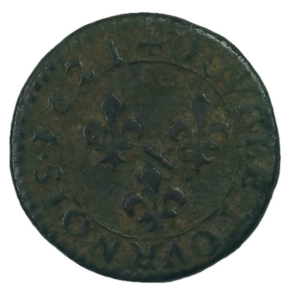 Double tournois – Marie de Bourbon-Montpensier – 1628 Trévoux – Cuivre – Principauté de Dombes – 3,32 g TTB – Image 2