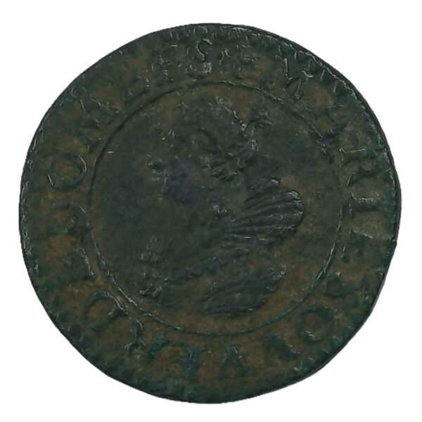 Double tournois – Marie de Bourbon-Montpensier – 1628 Trévoux – Cuivre – Principauté de Dombes – 3,32 g TTB