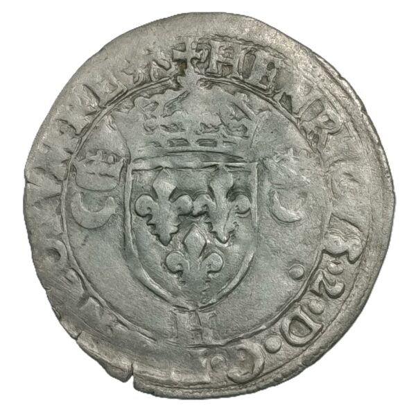 Douzain aux croissants – Henri II – La Rochelle 1555 – 2,3 g – 25 mm – Billon