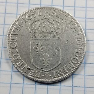 Demi écu à la mèche longue de Louis XIV 1651 I (Limoges) TB