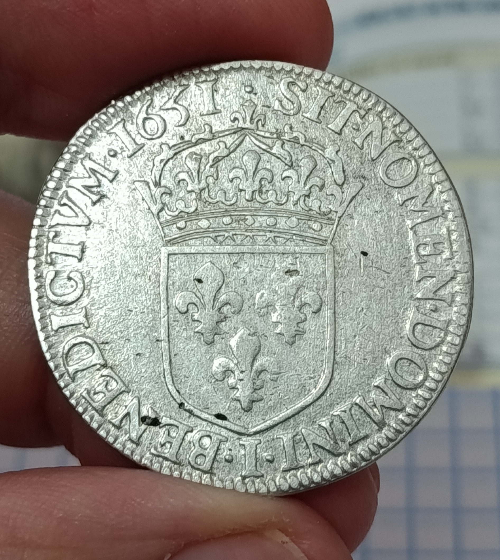 Demi écu à la mèche longue de Louis XIV 1651 I (Limoges) TB – Image 4
